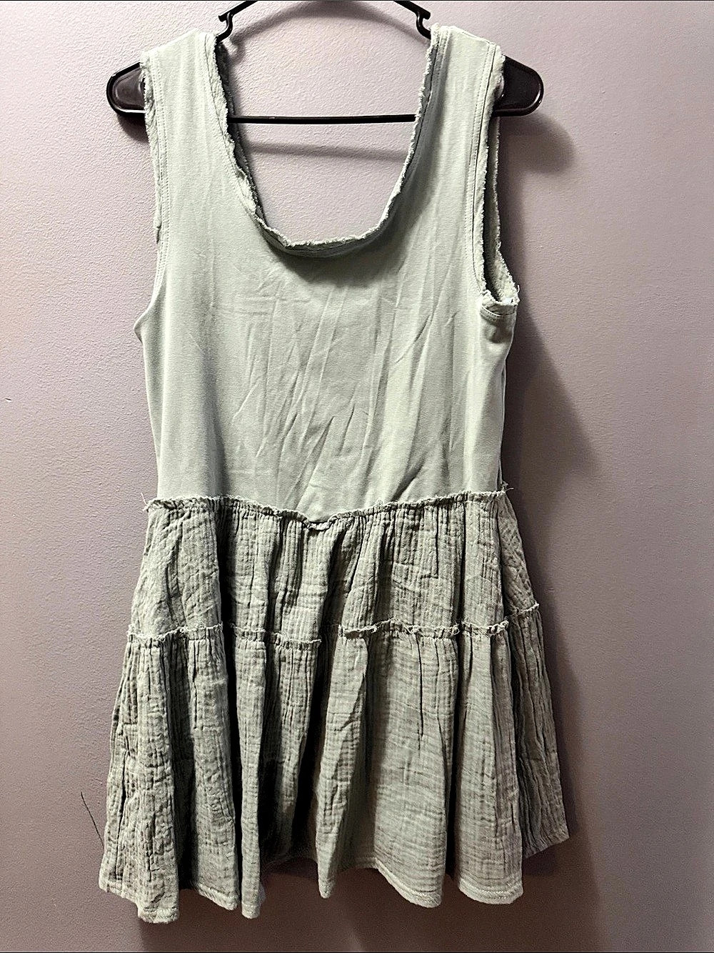 VeryJ N031748 Sage Green Mini Dress Size Large NWT